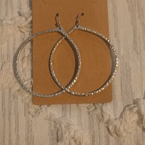 Silver Hammered Hoop Earrings - Women Jewelry